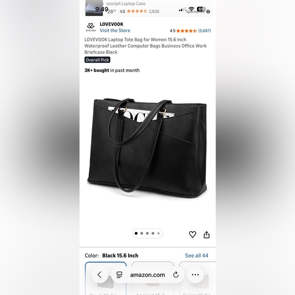 Black Leather Tote Bag - Picture 3 of 5